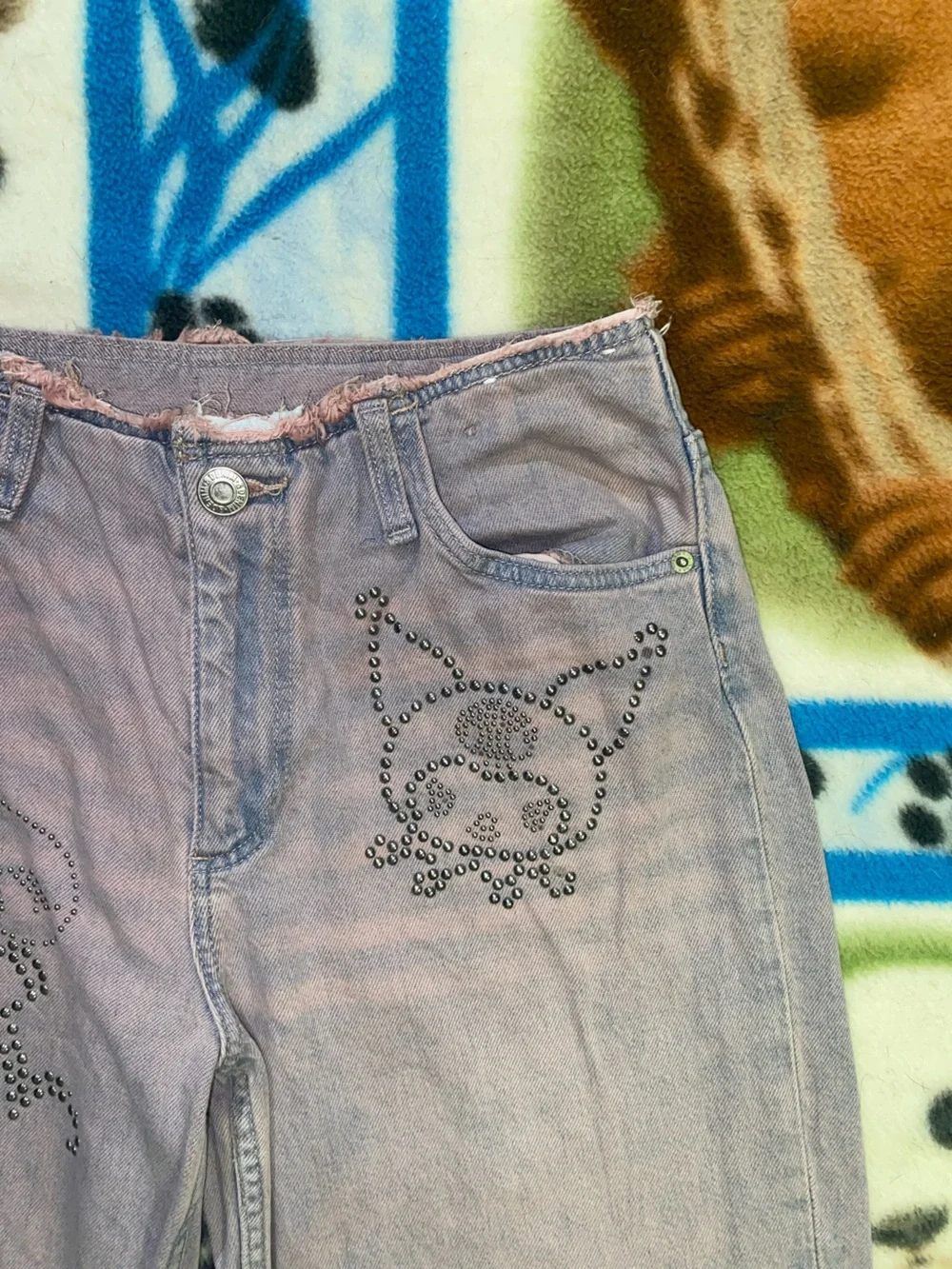 Sanrio Kurami Lavender Jeans with Rhinestone Detailing